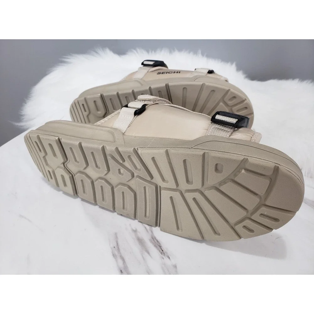 NEW MENS 11 Seichi Yoroi V2 Sandals Tan Slip On Open Toe Platform Slide Eby2911